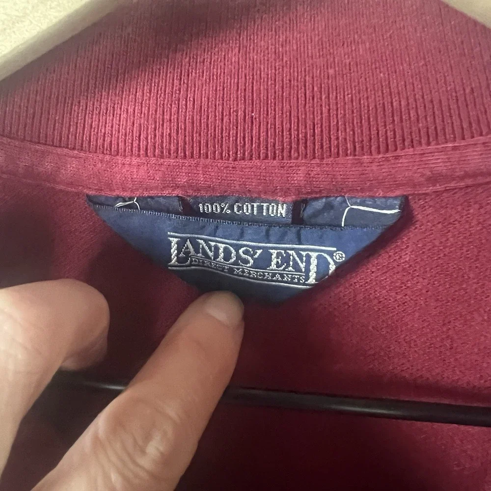 Vtg Lands' End Top Men‎ Size Large Red Cotton Collared Short Sleeve Polo Shirt - Picture 8 of 9